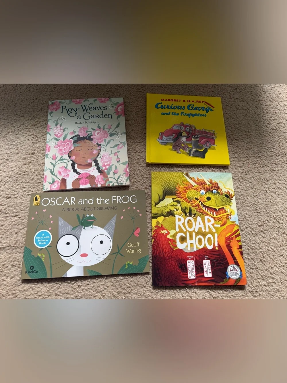 Set of 4 Children's Picture Books - Pink, Yellow, Green, Red Covers